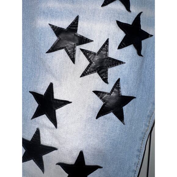 Unbranded Amiri-Style Star Patch Jeans - Size 30 (Measured) Light Wash Denim - Picture 3 of 6